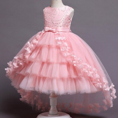 Nieuwe Hoge Kwaliteit Baby Kant Prinses Jurk Voor Meisje Elegante Verjaardagsfeestje Trailing Jurk Baby Meisje Kerst Kleding 3-12yrs