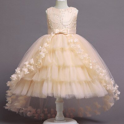 Nieuwe Hoge Kwaliteit Baby Kant Prinses Jurk Voor Meisje Elegante Verjaardagsfeestje Trailing Jurk Baby Meisje Kerst Kleding 3-12yrs