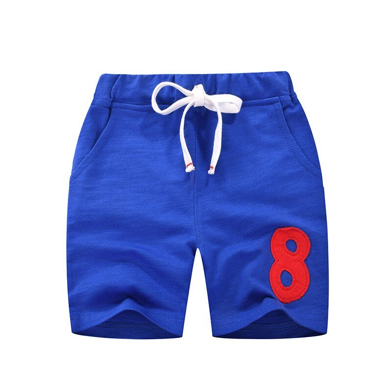 27Kids Zomer Jongens Shorts Elasticiteit Riem Strepen Nummer Sport Gebreide Pocket Broek Casual Katoenen Kinderkleding 2-9year
