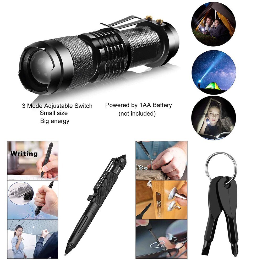 15 In 1 Emergency Survival Kit Gear Camping Reizen Multifunctionele Tactische Verdediging Apparatuur Ehbo Sos Wildernis Adventure