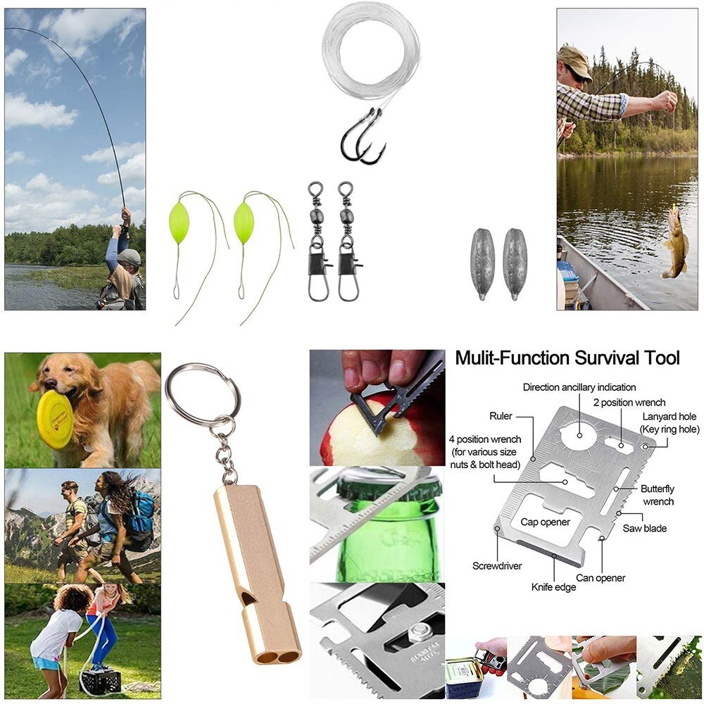 15 In 1 Emergency Survival Kit Gear Camping Reizen Multifunctionele Tactische Verdediging Apparatuur Ehbo Sos Wildernis Adventure