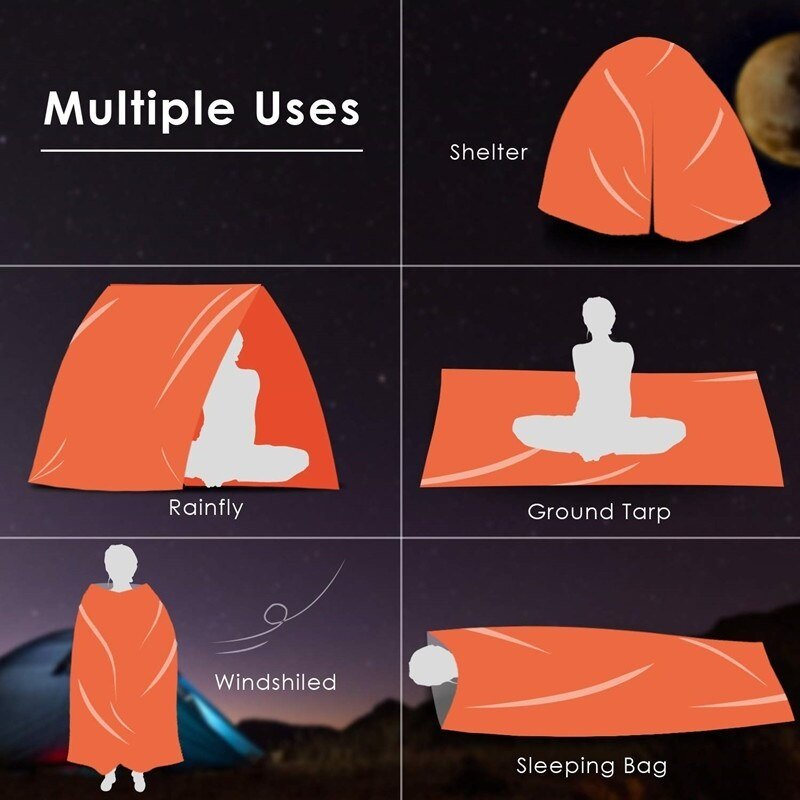 Waterdichte Lichtgewicht Thermische Emergency Slaapzak Bivy Sack - Survival Deken Zakken Kamperen, Wandelen, Outdoor, Activiteiten