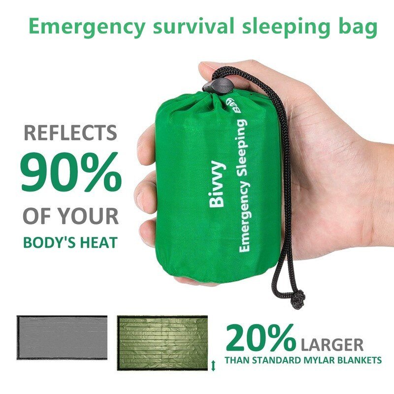 Waterdichte Lichtgewicht Thermische Emergency Slaapzak Bivy Sack - Survival Deken Zakken Kamperen, Wandelen, Outdoor, Activiteiten
