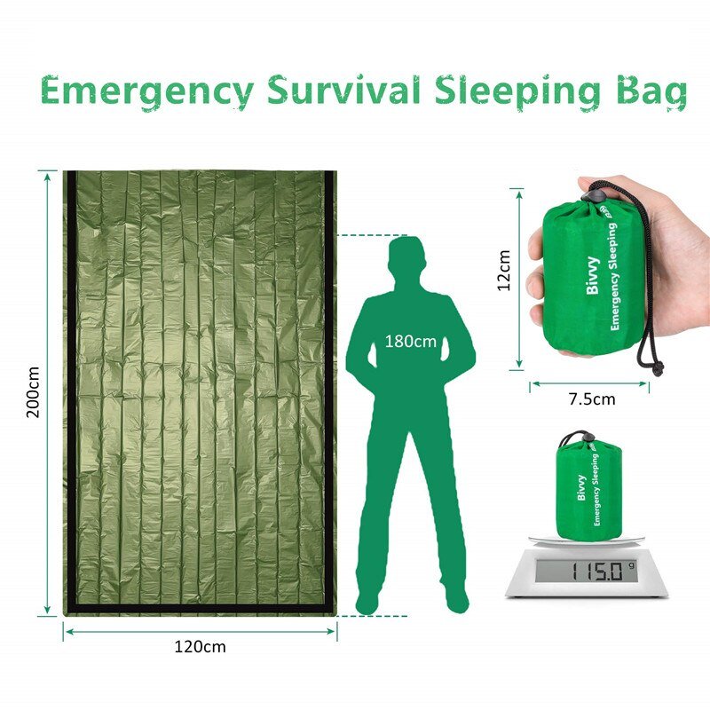Waterdichte Lichtgewicht Thermische Emergency Slaapzak Bivy Sack - Survival Deken Zakken Kamperen, Wandelen, Outdoor, Activiteiten