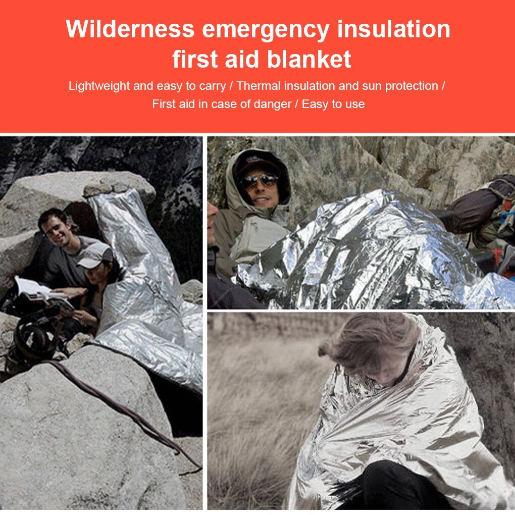 Nooddeken Outdoor Overleven Ehbo Militaire Rescue Kit Winddicht Waterdichte Folie Thermische Deken Voor Camping Wandelen