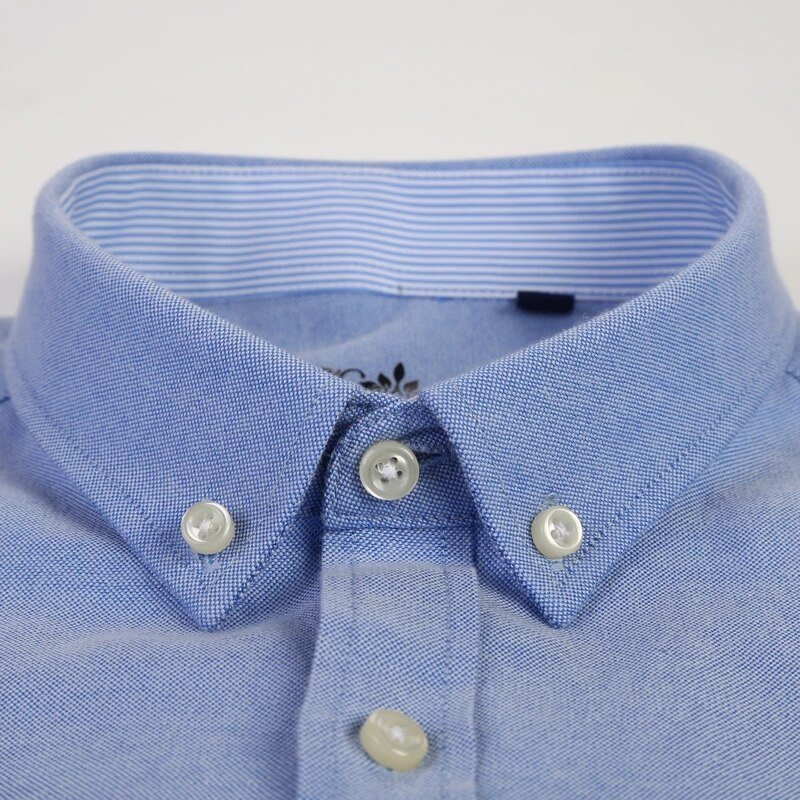 S ~ 6XL Katoenen Oxford Shirt Voor Mens Lange Mouwen Plaid Gestreepte Casual Shirts Mannelijke Pocket Regular-Fit Knop-Down Werk Man Shirt