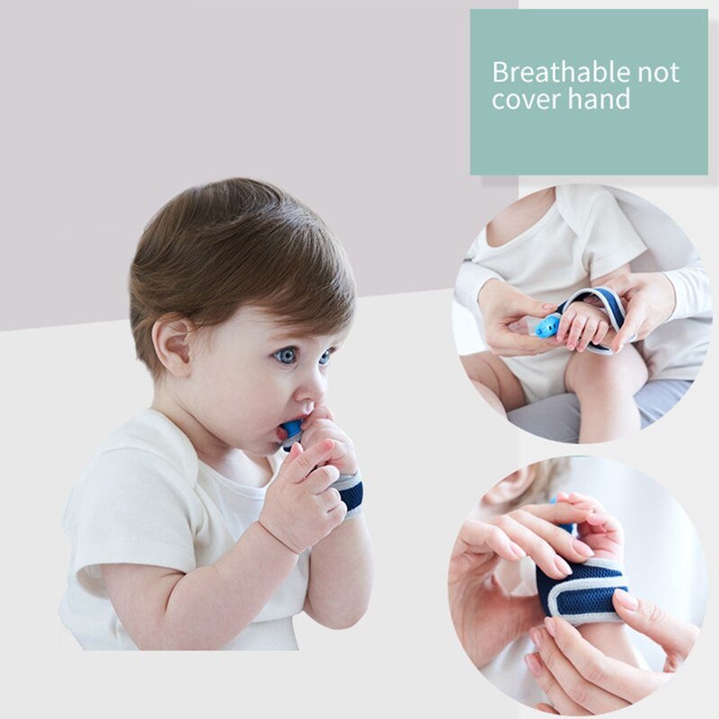 Pasgeboren Dental Care Baby Kind Vinger Guard Stop Duim Zuigen Pols Band Tandjes Handschoenen Baby Verpleging Wanten Bijtring Fopspeen