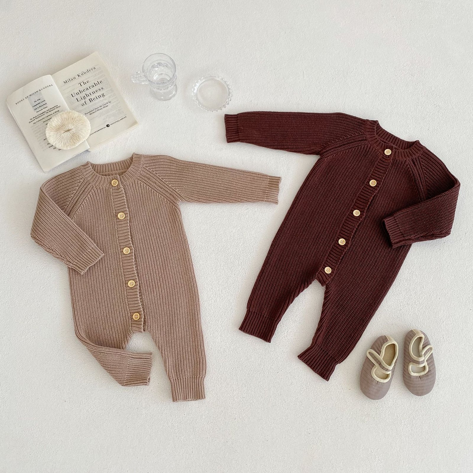 Herfst Winter Baby Gebreide Romper Katoen Met Lange Mouwen Baby Boy Meisje Kleding Pit Strip Single-Breasted Baby Jumpsuit 0-24M