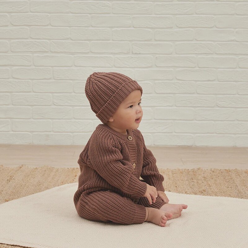 Herfst Winter Baby Gebreide Romper Katoen Met Lange Mouwen Baby Boy Meisje Kleding Pit Strip Single-Breasted Baby Jumpsuit 0-24M