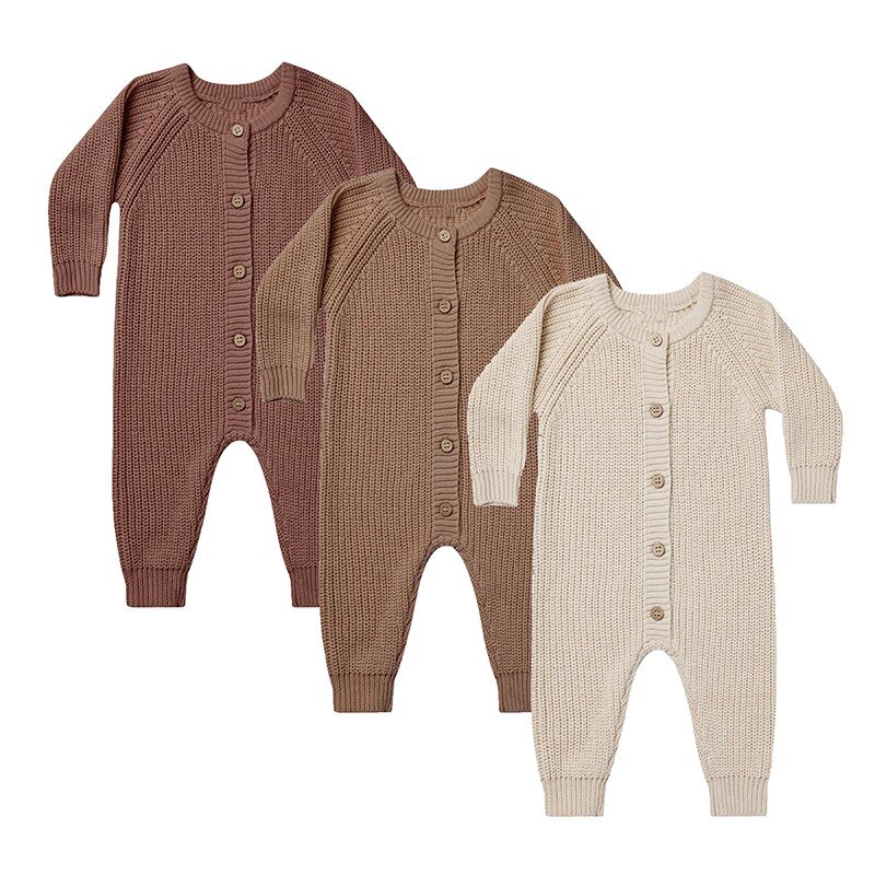 Herfst Winter Baby Gebreide Romper Katoen Met Lange Mouwen Baby Boy Meisje Kleding Pit Strip Single-Breasted Baby Jumpsuit 0-24M