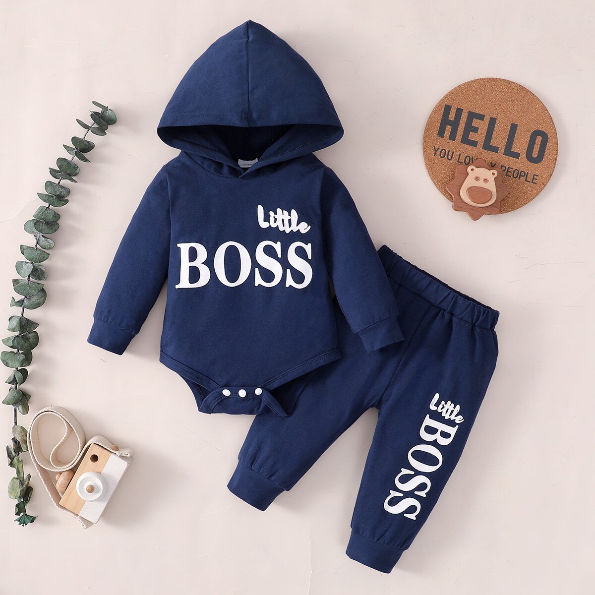 Hibobi 2 Stuks Pasgeboren Baby Boy Kleding Lange Mouwen Hooded Jumpsuit Top & Broek Baby Baby Romper Katoen Kids Outfit