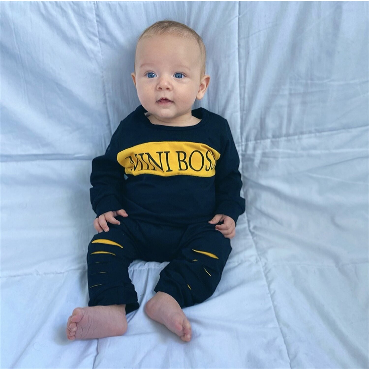 Baby Baby Jongens Meisjes Kleding Pasgeboren Herfst Lange Mouw Brief Katoen Tops Casual Broek Peuter Kleding Outfit Set Fall 0-24M