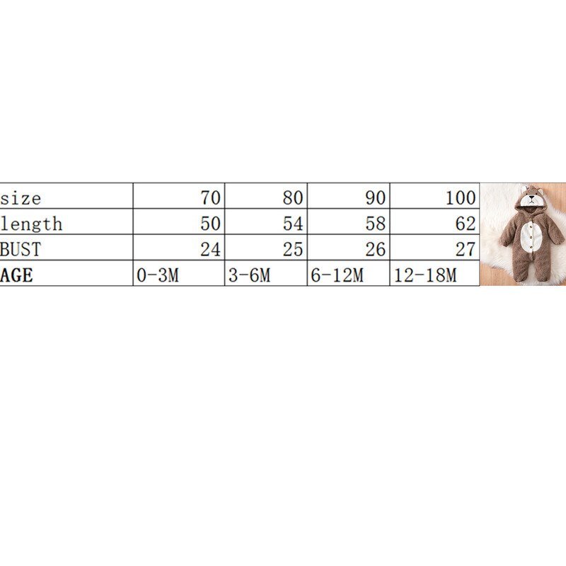 Pasgeboren Baby Jongen Meisje Kleding Herfst Winter Romper Cartoon Beer Lange Mouwen Hooded Jumpsuit Met Knoppen Outfit 0-18 Maanden