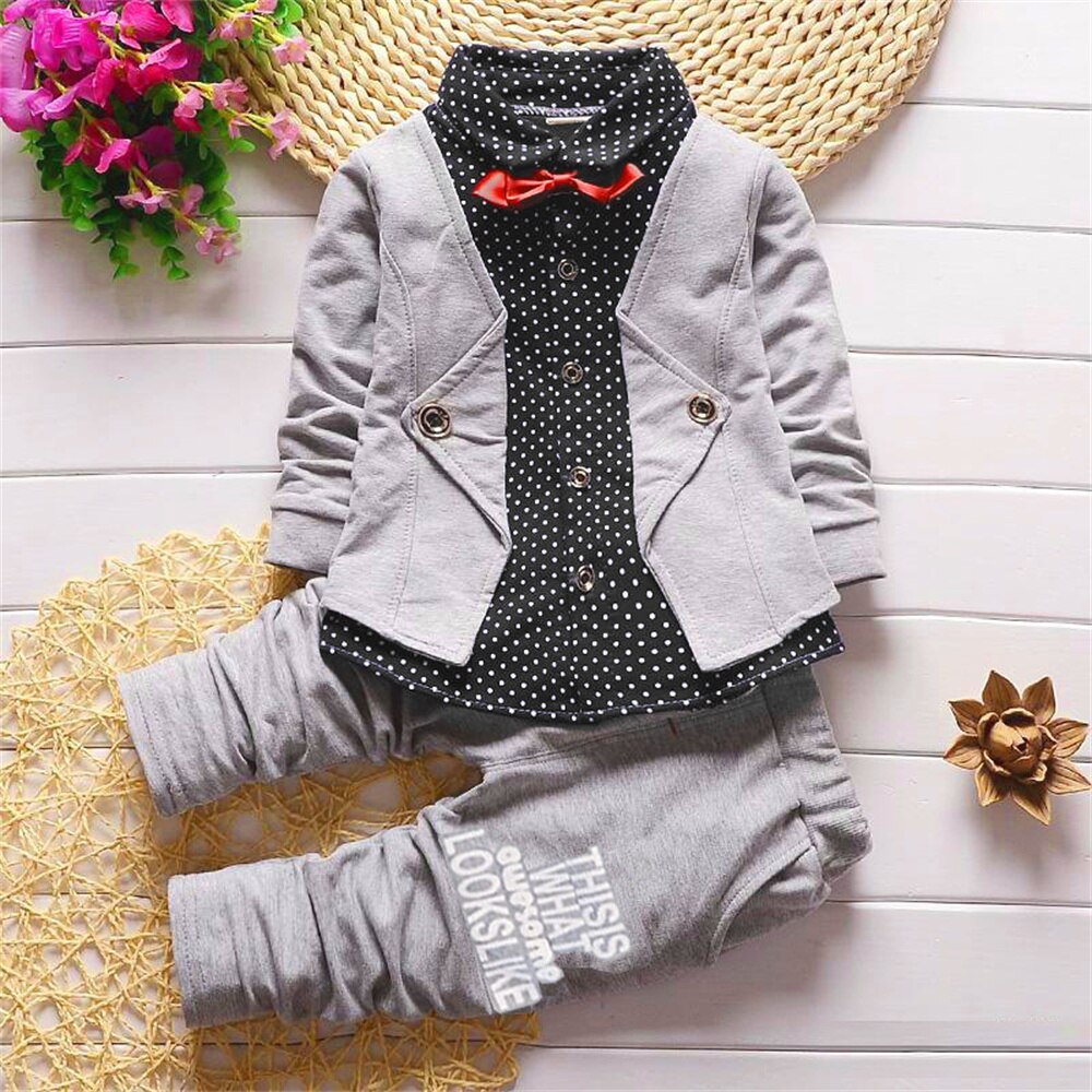 2022 Baby Jongens Kleding Sets Herfst Lente Baby Trainingspakken Peuter Katoen Denim Set Outfits Voor Pasgeboren Jongens Gift Bow Tie