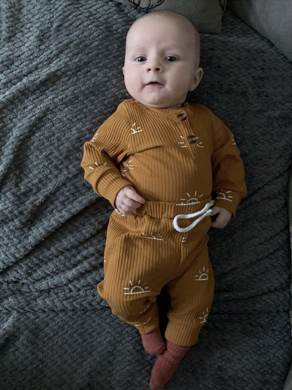 3Pcs Baby Boy Kleding Set Lente Herfst Gebreide V-hals Romper + Baby Broek + Cap Pasgeboren Outfit
