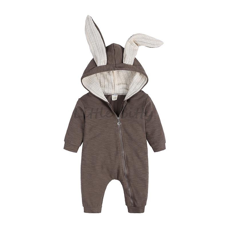 Lente Herfst Pasgeboren Baby Jongens Konijn Cartoon Hooded Rompertjes Baby Jumpsuits Paashaas Baby Romper Rits Pasgeboren Kleding