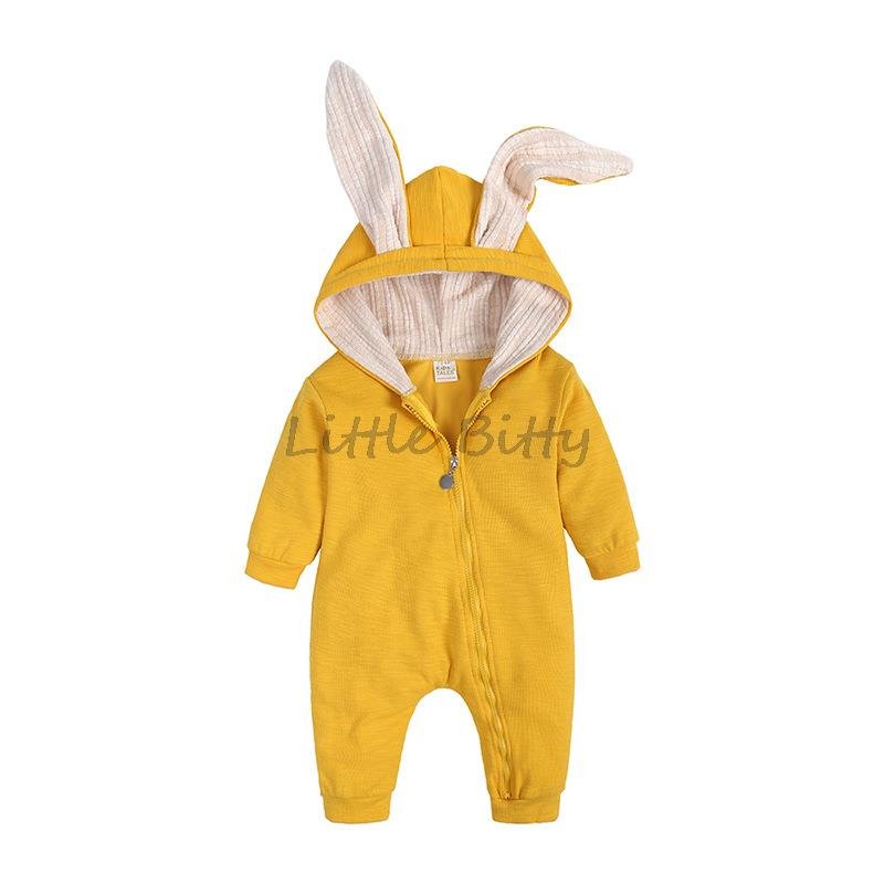 Lente Herfst Pasgeboren Baby Jongens Konijn Cartoon Hooded Rompertjes Baby Jumpsuits Paashaas Baby Romper Rits Pasgeboren Kleding