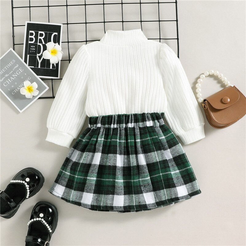 Mode Pasgeboren Baby Baby Meisje Herfst Kleding Sets Lange Mouw Sport T-shirt Tops + Rokken Peuter Knit Kids Sweatshirt Outfits