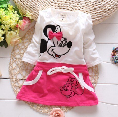 2018 Nieuwe Zomer Katoenen Baby Meisjes Cartoon Lange Mouwen Jurk Kinderkleding Kinderen Prinses Jurken Casual Kleding 0-2years