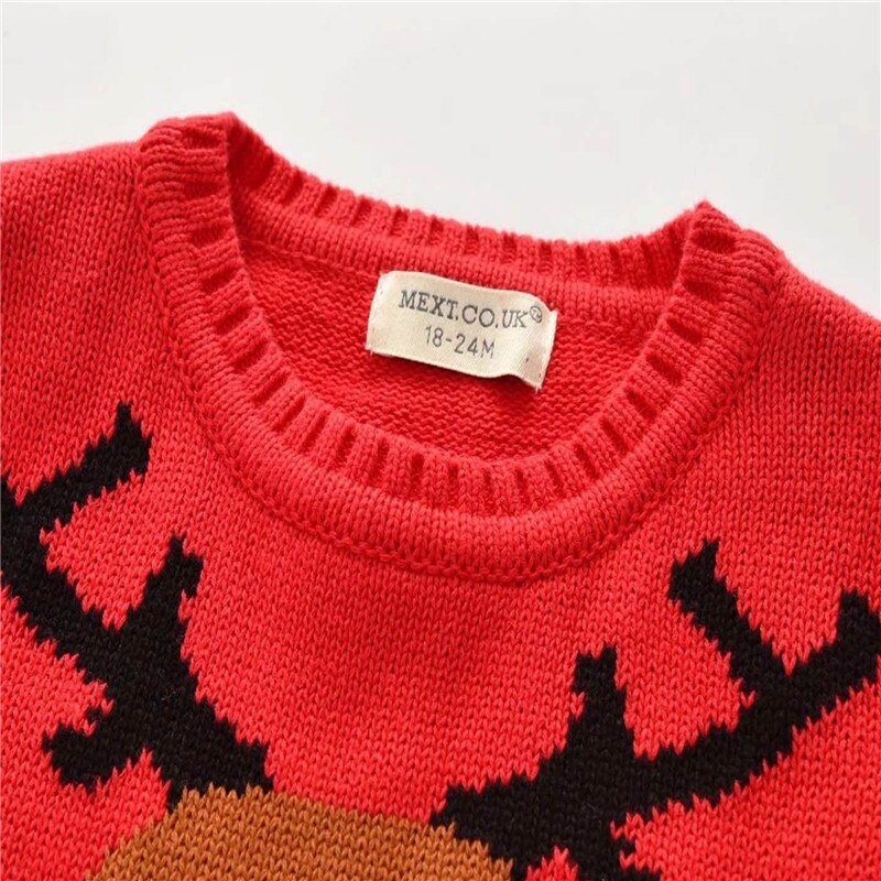 Peuter Kerst Trui Tops Baby Cartoon Herten Lange Mouwen Ronde Hals Gebreide Trui Met Pompom Herfst Winter Kleding
