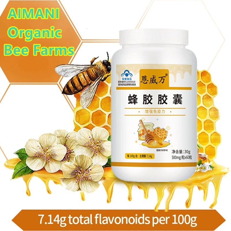 Propolis Flavonoïde Capsules Natuurlijke Antioxidant Supplementen 1000Mg Bee Goed Met Royal Jelly Biologische Bee Farm Schoonheid Gezondheid Van Voedsel