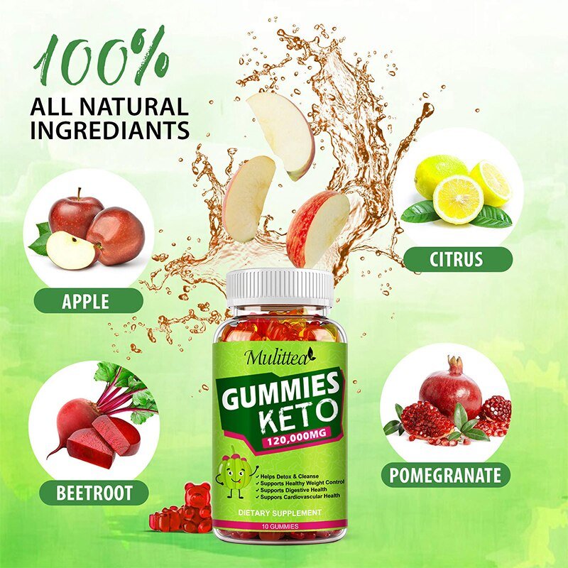 Mulittea Biologische Keto Beer Gummies Keton Platte Buik Vet Brander Apple Azijn Cider Ketogeen Gewichtsverlies Fitness Supplementen