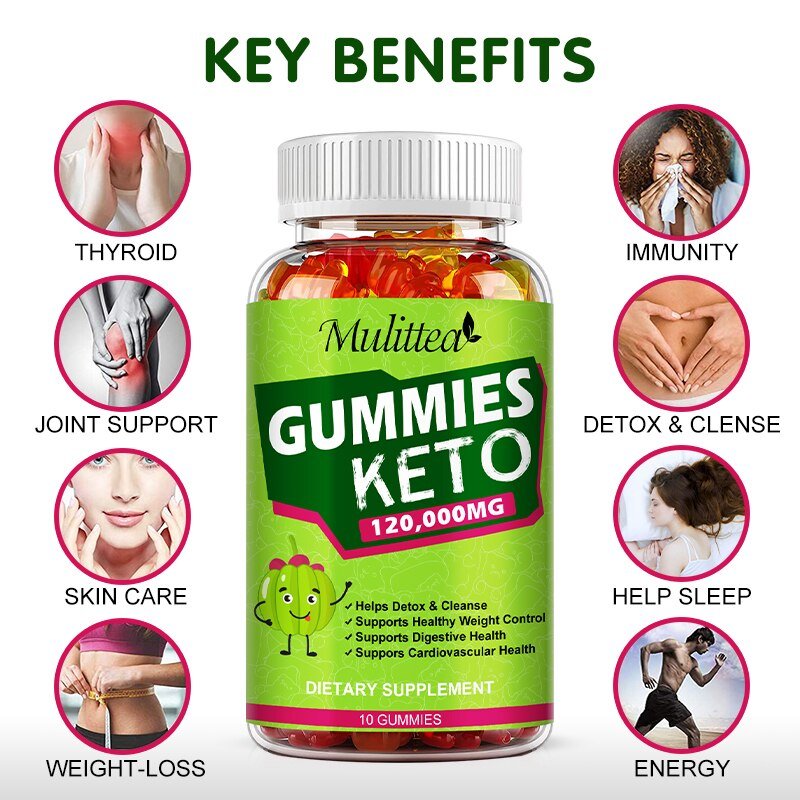 Mulittea Biologische Keto Beer Gummies Keton Platte Buik Vet Brander Apple Azijn Cider Ketogeen Gewichtsverlies Fitness Supplementen