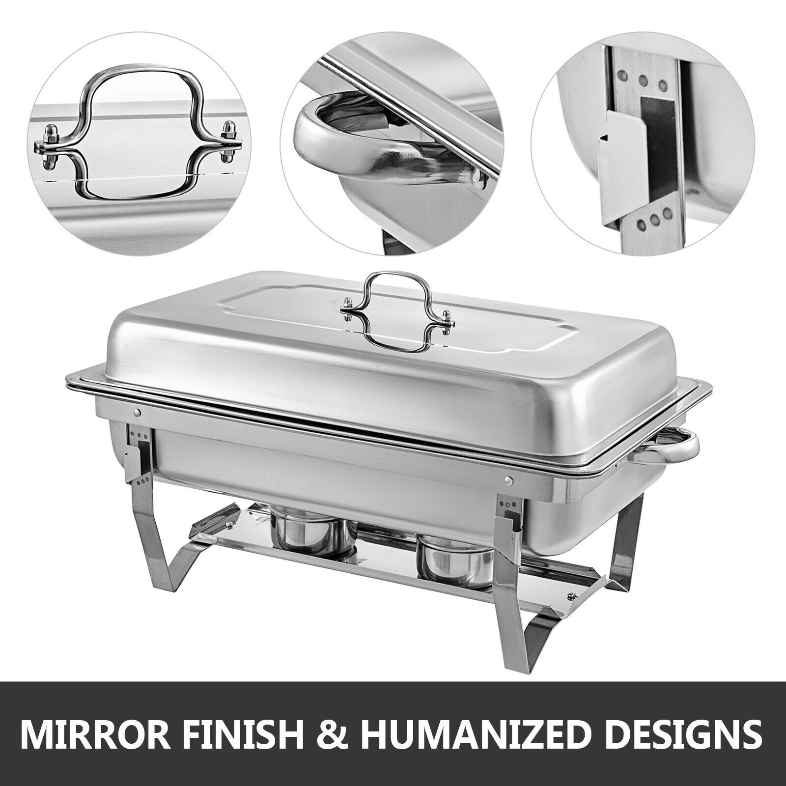Vevor 9L/8 Quart Chafing Gerechten Buffet Kachel Voedsel Warmer Rvs Opvouwbaar Voor Self-Service Restaurant Catering partijen