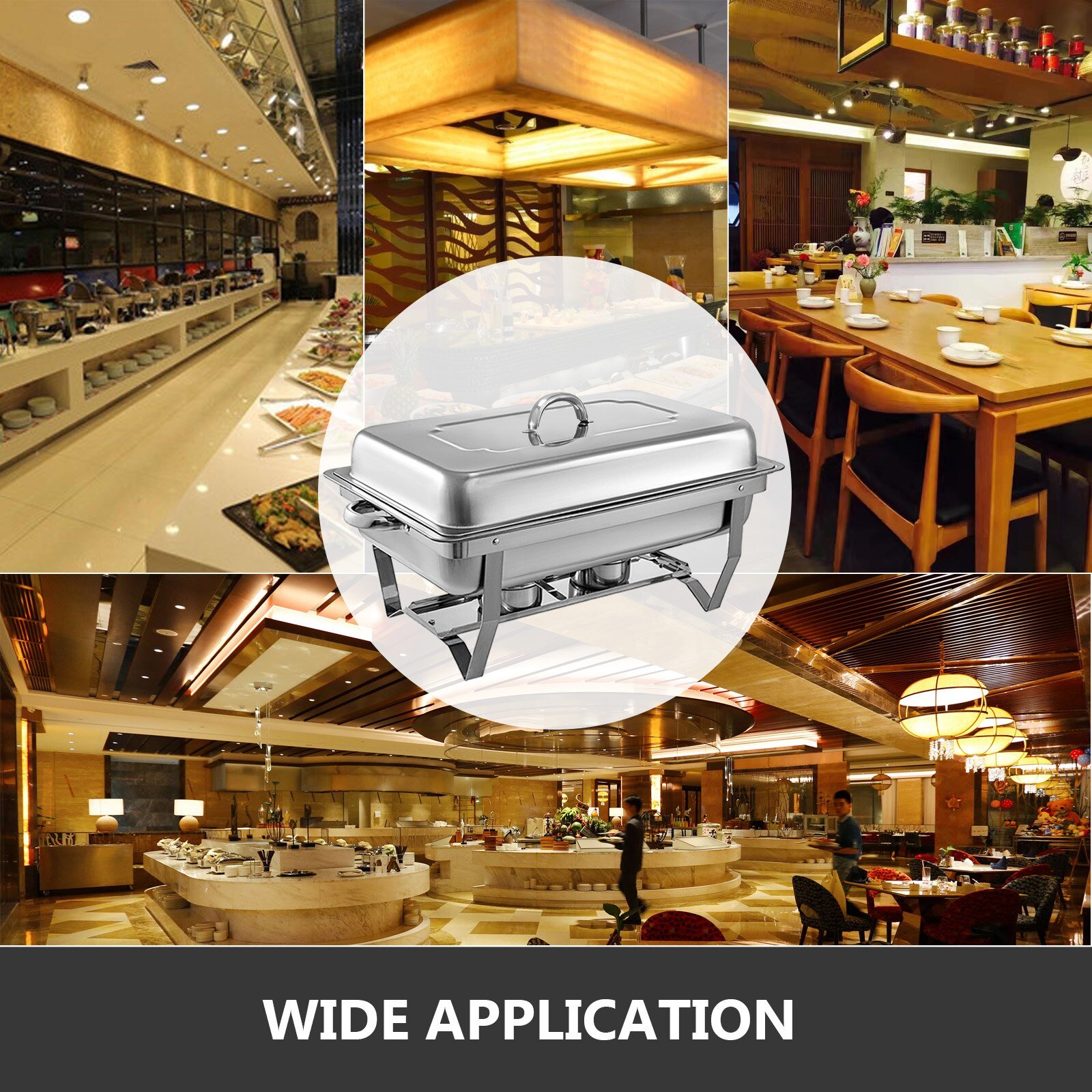 Vevor 9L/8 Quart Chafing Gerechten Buffet Kachel Voedsel Warmer Rvs Opvouwbaar Voor Self-Service Restaurant Catering partijen
