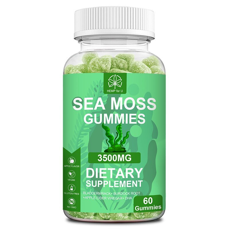 Hfu Organische Zee Moss Gummies Bladderwrack Kliswortel Meerdere Mineralen Ondersteuning Immuniteit & Schildklier Gezondheid Detox Gewichtsverlies
