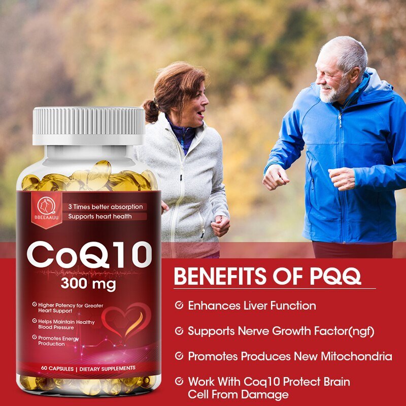 Bbeeaauu 300Mg Biologische Ultra Hoge Absorptie COQ10 Co-enzym Q10 Bevordert Cardiovasculaire & Hart Gezondheid Biedt Energie Gezondheid Voedsel