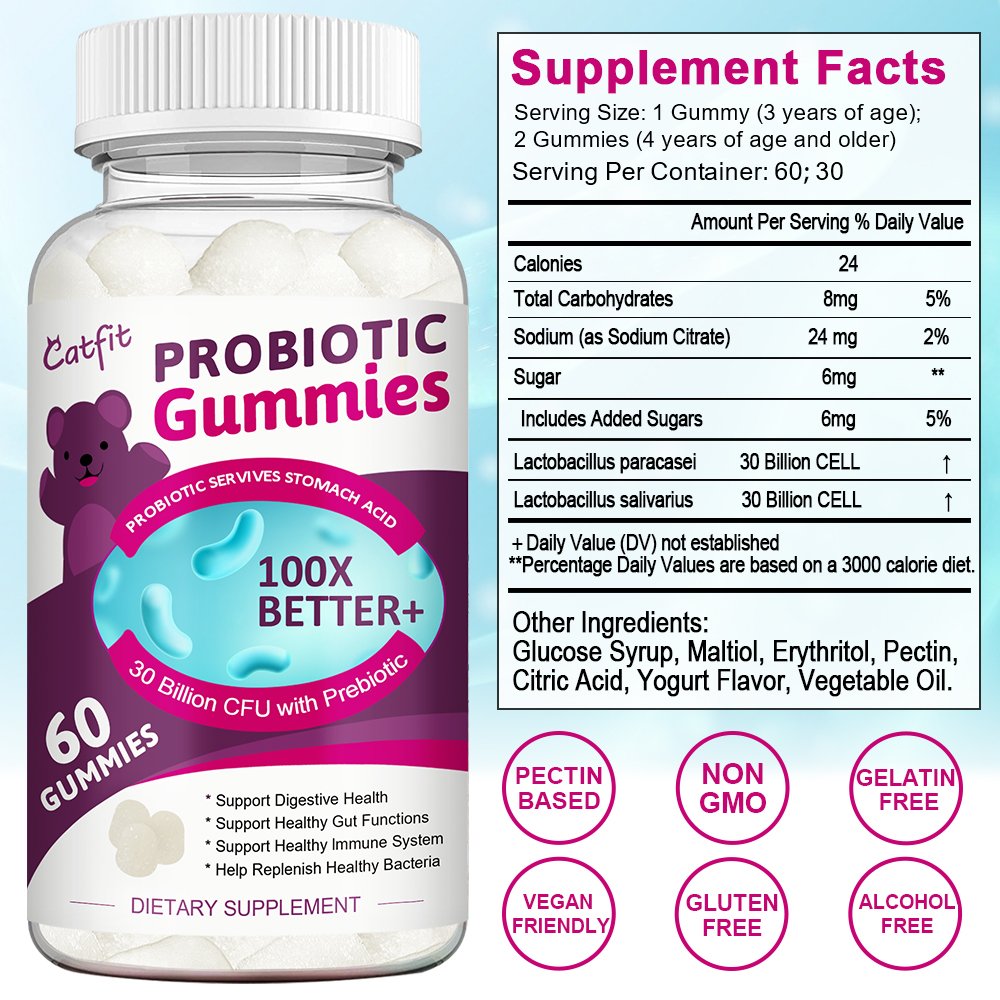 Catfit Biologische Probiotica Gummies Afslanken Product Versterken Immuniteit Gastro-intestinale Verpleging Helpen Spijsvertering Item