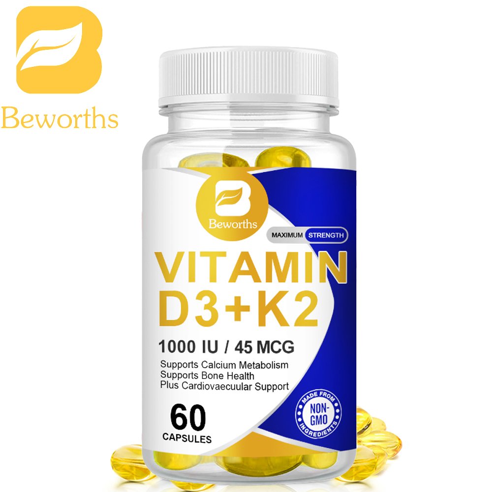 Beworths Organische Vitamine D3K2 Capsules Voor Stimuleren Calcium Absorptie Bone & Joint Gezondheid Verhogen Immuniteit Ondersteuning Hart Gezondheid