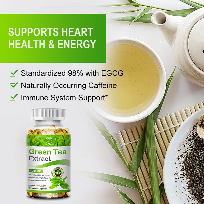 100% Biologische Groene Thee Extract Capsules Krachtige Antioxidant Afslanken Ondersteunt Gezonde Spijsvertering Vermindert Opgeblazen Gevoel Gezondheid Voedsel