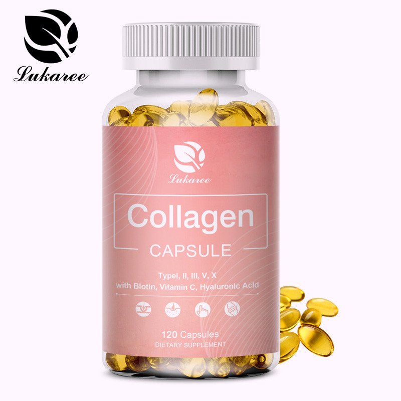 Lukaree Organische Collageen Capsules Whitening Huidverzorging Hydraterende Anti-Rimpel Anti-Aging Gezondheid Voedsel Vitamine C Supplementen