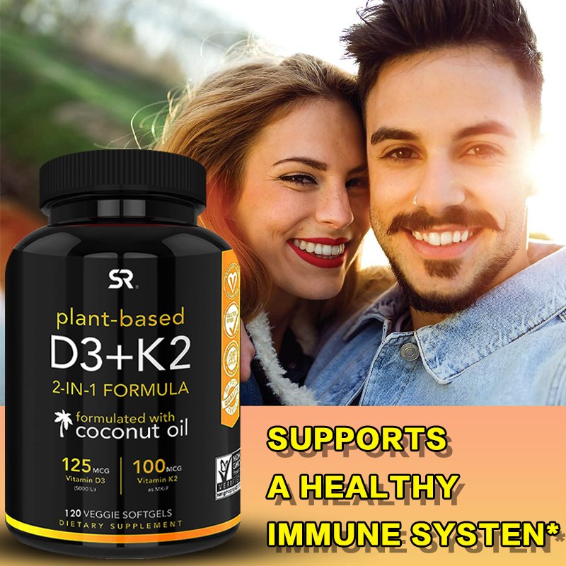 Vitamine K2 D3 Met Biologische Kokosolie-Voor Bone Gezondheid En Immuunsysteem Ondersteuning