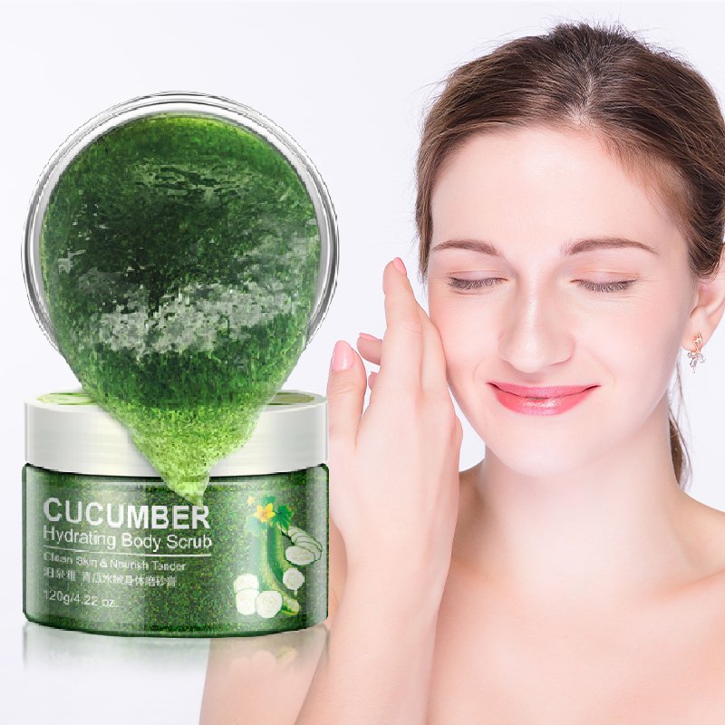 Exfoliërende Gel Body Scrub Crème Shea Butter Fruit Komkommer Amandel Huid Whitening Gaan Cutine Dode Huid Hydraterende Lichaamsverzorging 120G Exfoliërende Gel Body Scrub Crème Shea Butter Fruit Komkommer Amandel Huid Whitening Gaan Cutine Dode Huid Hydraterende Lichaamsverzorging 120G