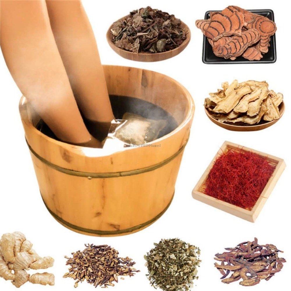 Chinese Geneeskunde Voeten Poeder Thuis Gezondheid Saffloer Gember Alsem Moxa Motherwort Voetverzorging Bad Spa Bubble Soak Ai Kruiden Zak