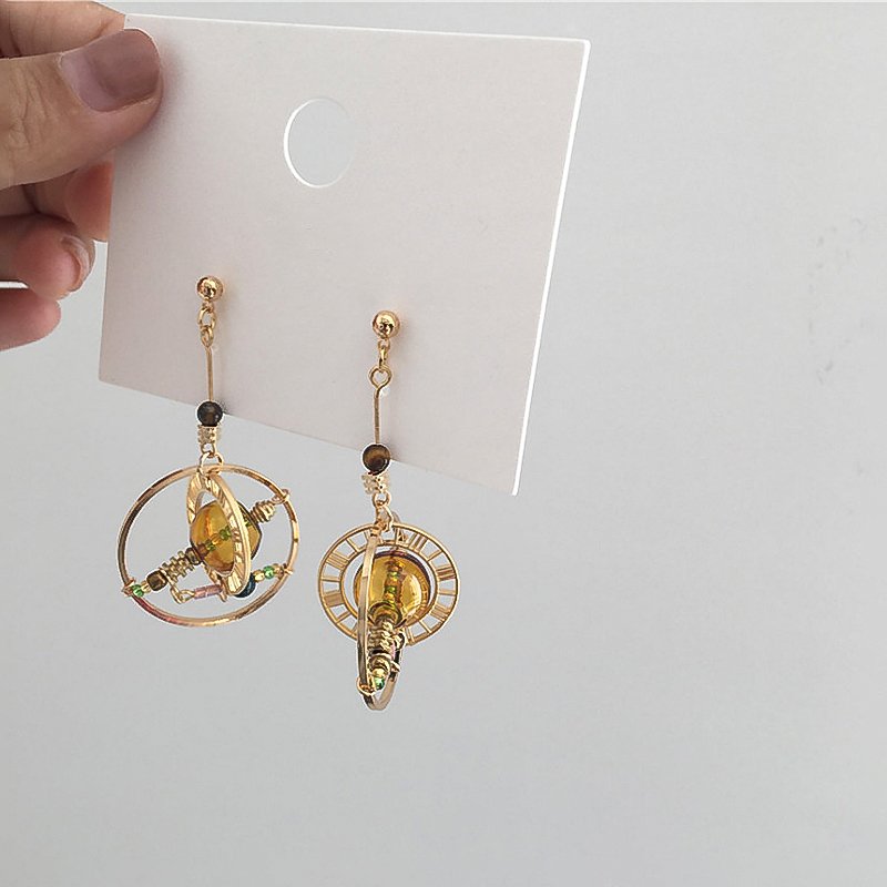Amorcome Koreaanse Lange Ronde Draaibaar Planeet Druppel Oorbellen Voor Vrouwen Ronde Dangle Oorbellen Pendientes Mode-sieraden Brinco