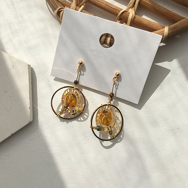 Amorcome Koreaanse Lange Ronde Draaibaar Planeet Druppel Oorbellen Voor Vrouwen Ronde Dangle Oorbellen Pendientes Mode-sieraden Brinco