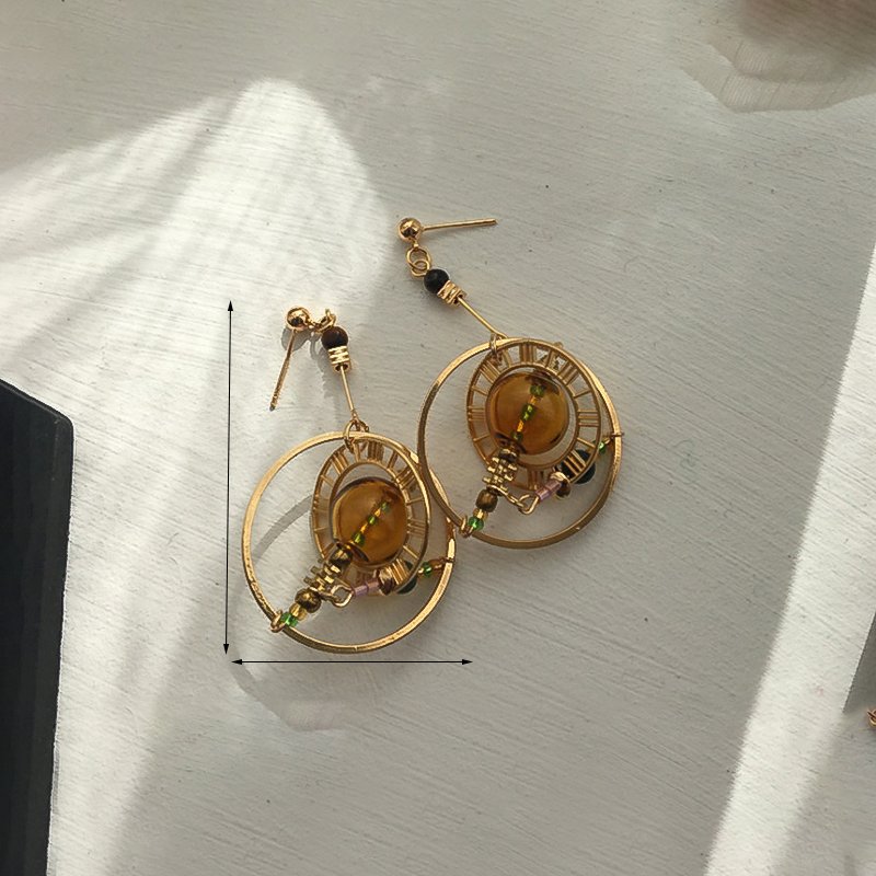 Amorcome Koreaanse Lange Ronde Draaibaar Planeet Druppel Oorbellen Voor Vrouwen Ronde Dangle Oorbellen Pendientes Mode-sieraden Brinco