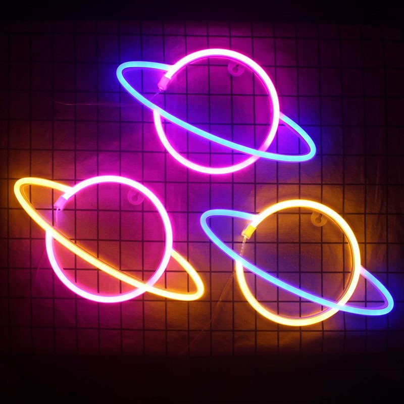 Planeet Led Verlichting Neon Light Sign Slaapkamer Decor Rocket Alien Neon Night Lamp Voor Kamers Wall Art Bar Party Usb of Batterij Aangedreven