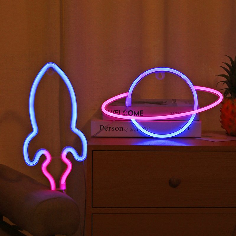 Planeet Led Verlichting Neon Light Sign Slaapkamer Decor Rocket Alien Neon Night Lamp Voor Kamers Wall Art Bar Party Usb of Batterij Aangedreven