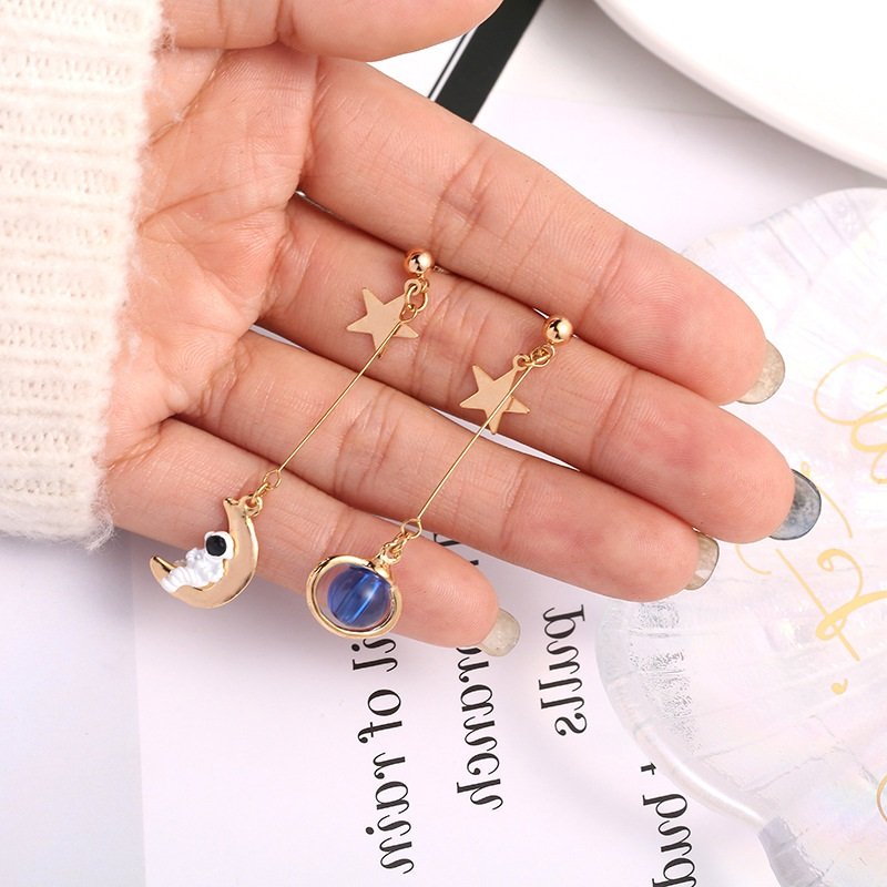 Creative Leuke Ontwerp Universe Planet Star Astronaut Tassel Drop Oorbellen Voor Vrouwen Meisjes Hollow Cirkel Kristallen Hanger Sieraden