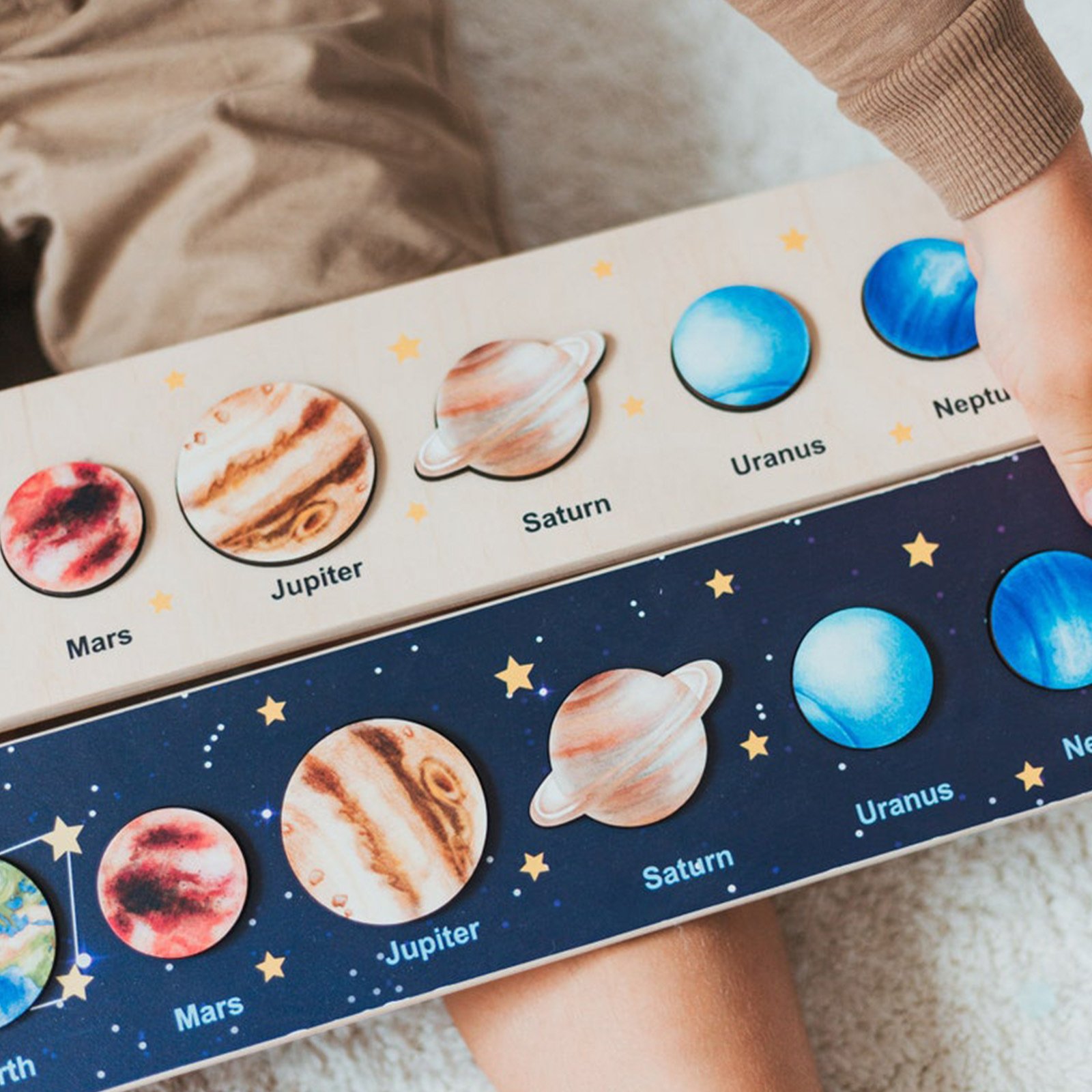 Kids Solar System Tray Jigsaw Puzzles Wooden Toys Montessori Space Planets Puzzles Games Sun Earth Science Educational Toys