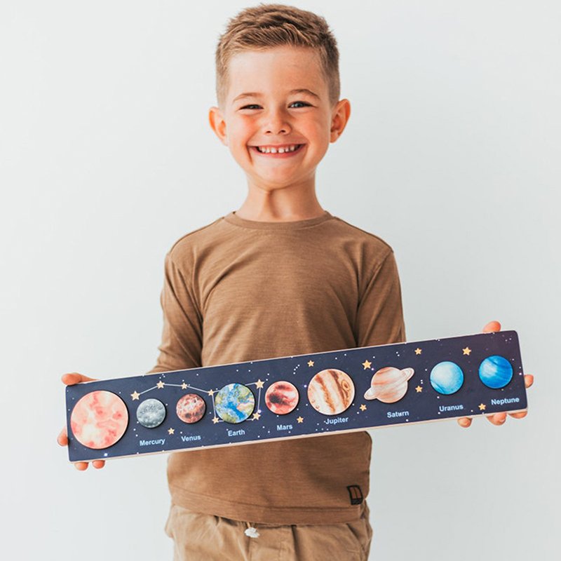 Kids Solar System Tray Jigsaw Puzzles Wooden Toys Montessori Space Planets Puzzles Games Sun Earth Science Educational Toys