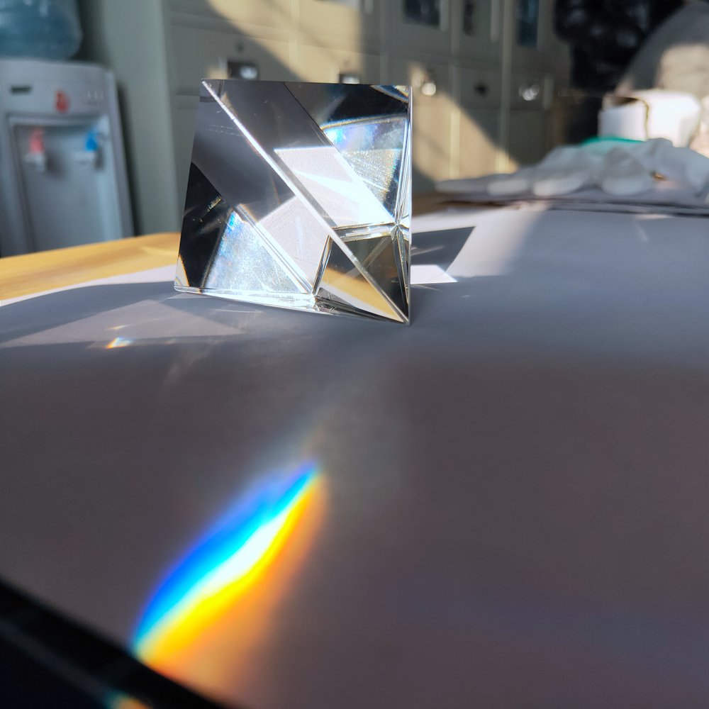 80Mm Hoge Kwaliteit Optische Glas Transparant Regenboog Rechthoekige Polyhedral Popularisering Wetenschap Studeren Student Piramide Prisma