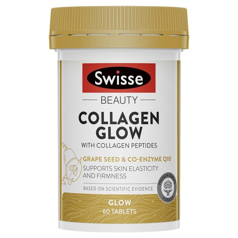 Australië Swisse Schoonheid Collageen Peptiden Glow 60 Tabletten Druif Zaad Co-Enzym Q10 Vrouwen Huid Reparatie Stevigheid Voedingssupplement
