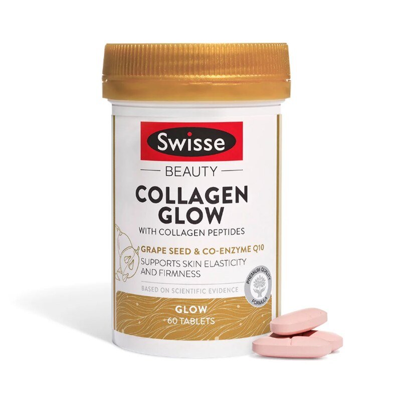 Australië Swisse Schoonheid Collageen Peptiden Glow 60 Tabletten Druif Zaad Co-Enzym Q10 Vrouwen Huid Reparatie Stevigheid Voedingssupplement