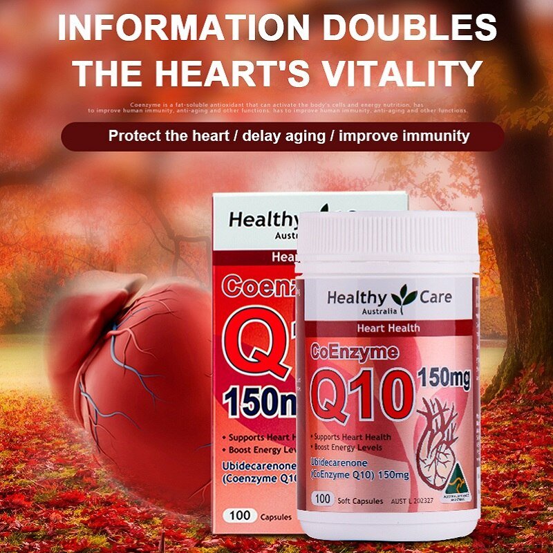 Gezonde Zorg Co-enzym CoQ10 Capsules Mannen Vrouwen Hart Gezondheid Supplementen Fysieke Prestaties Cardiovasculaire Systeem Energie Niveaus